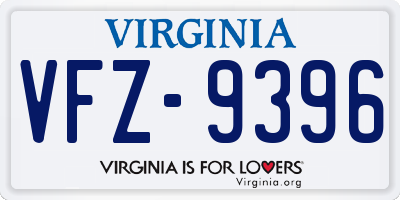 VA license plate VFZ9396