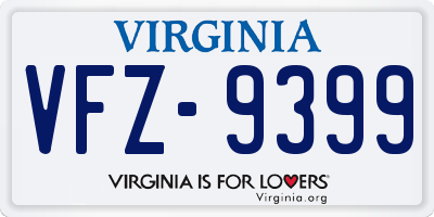 VA license plate VFZ9399