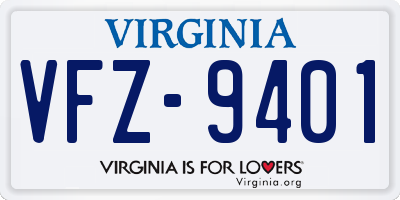 VA license plate VFZ9401