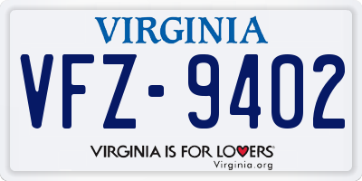 VA license plate VFZ9402