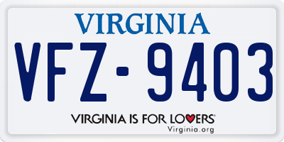 VA license plate VFZ9403
