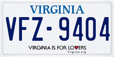 VA license plate VFZ9404