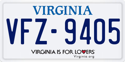 VA license plate VFZ9405
