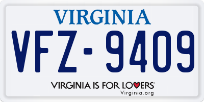 VA license plate VFZ9409
