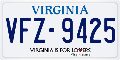 VA license plate VFZ9425