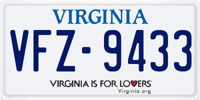 VA license plate VFZ9433