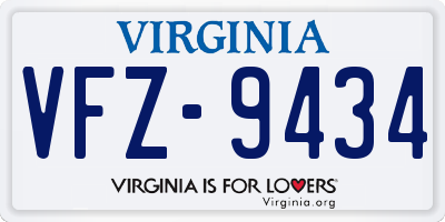 VA license plate VFZ9434