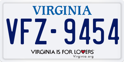 VA license plate VFZ9454