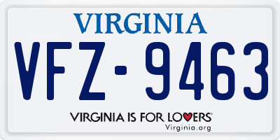 VA license plate VFZ9463