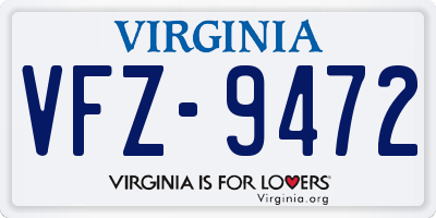 VA license plate VFZ9472
