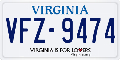 VA license plate VFZ9474