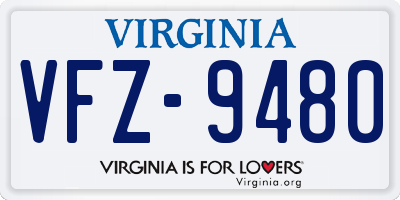 VA license plate VFZ9480