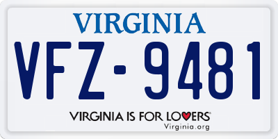 VA license plate VFZ9481