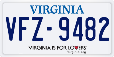 VA license plate VFZ9482