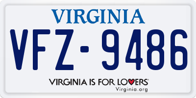 VA license plate VFZ9486