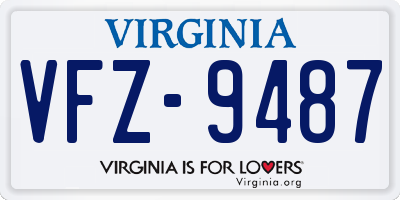 VA license plate VFZ9487