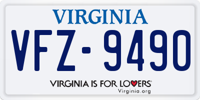 VA license plate VFZ9490