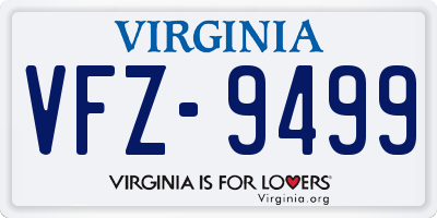 VA license plate VFZ9499