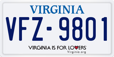 VA license plate VFZ9801