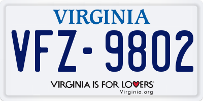 VA license plate VFZ9802