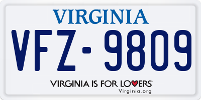 VA license plate VFZ9809
