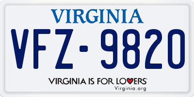 VA license plate VFZ9820