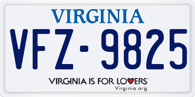 VA license plate VFZ9825