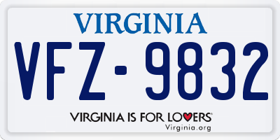 VA license plate VFZ9832