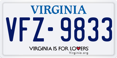 VA license plate VFZ9833