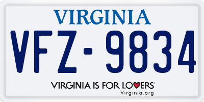 VA license plate VFZ9834