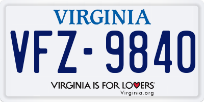VA license plate VFZ9840