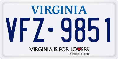 VA license plate VFZ9851