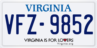 VA license plate VFZ9852