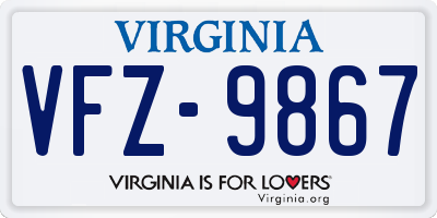 VA license plate VFZ9867