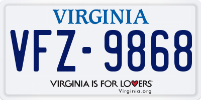 VA license plate VFZ9868