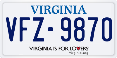 VA license plate VFZ9870