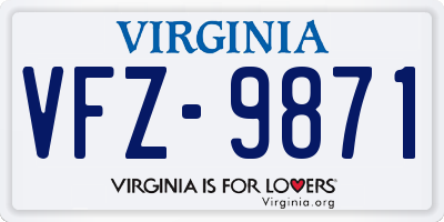 VA license plate VFZ9871
