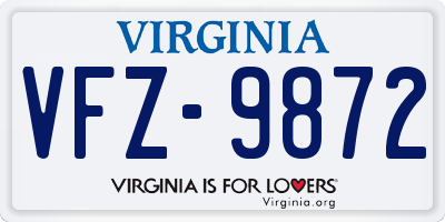 VA license plate VFZ9872