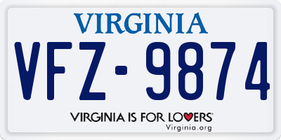 VA license plate VFZ9874