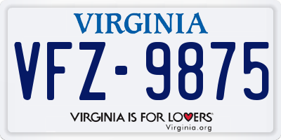 VA license plate VFZ9875