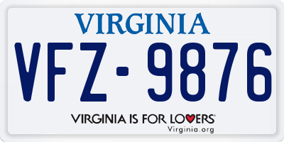 VA license plate VFZ9876