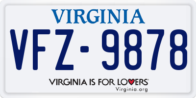 VA license plate VFZ9878