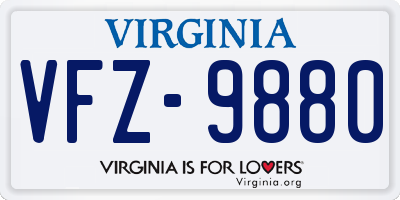 VA license plate VFZ9880