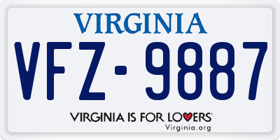 VA license plate VFZ9887