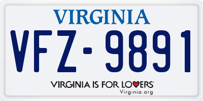VA license plate VFZ9891