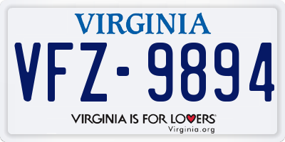 VA license plate VFZ9894