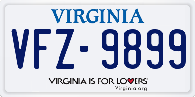 VA license plate VFZ9899