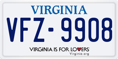 VA license plate VFZ9908
