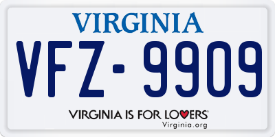 VA license plate VFZ9909