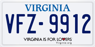 VA license plate VFZ9912
